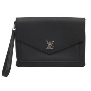 Louis Vuitton My LockMe Leather Shoulder Bag Black Silver